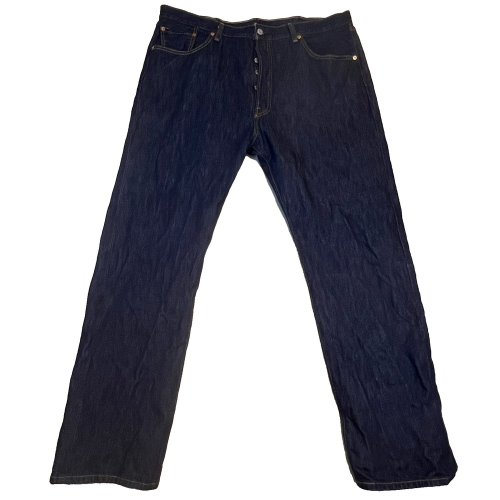 Levis 501 Original Fit Mens Jeans 40x32 Dark Wash Blue Denim Button Fly